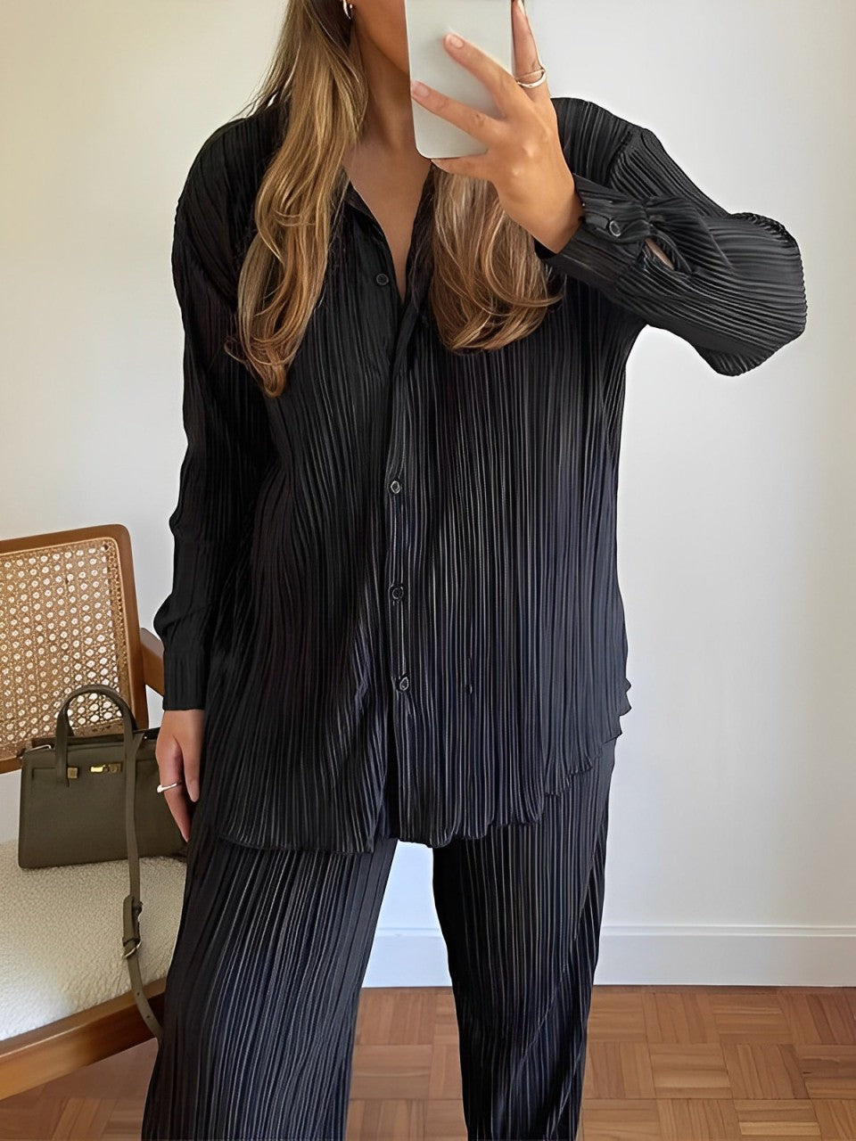 Alvena - Elegantes Langarm-Oberteil und Hosen-Set