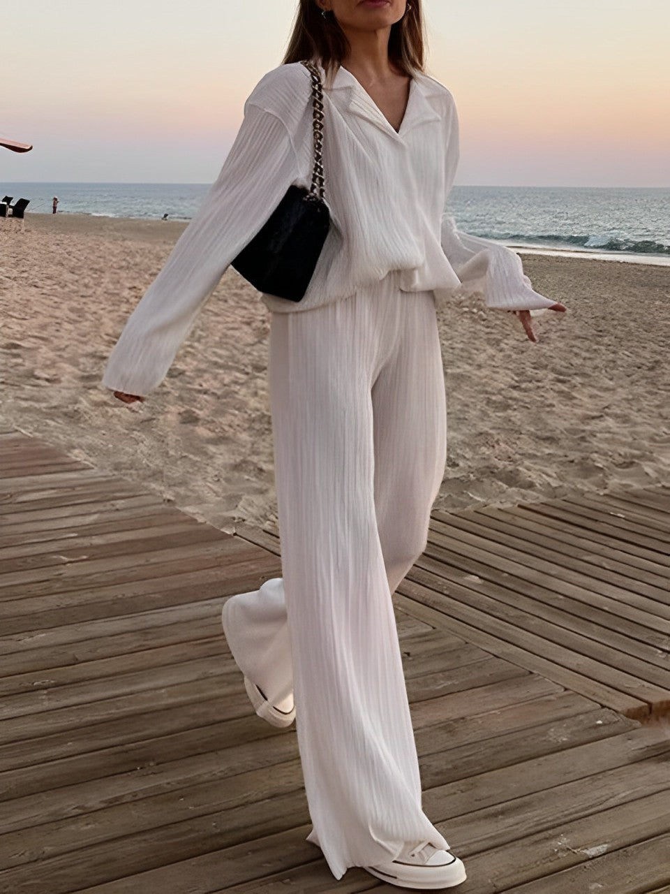 Alvena - Elegantes Langarm-Oberteil und Hosen-Set