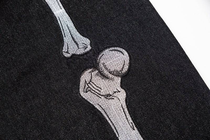 Y2K Herren Jeans mit Knochen-Print | Lässige Streetwear Grafik-Jeans