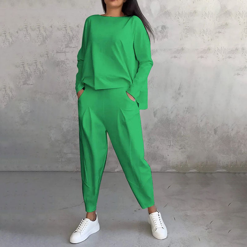 Mode, Freizeit ✨Langarm mit rundem Hals & Hose 2-teiliger Set