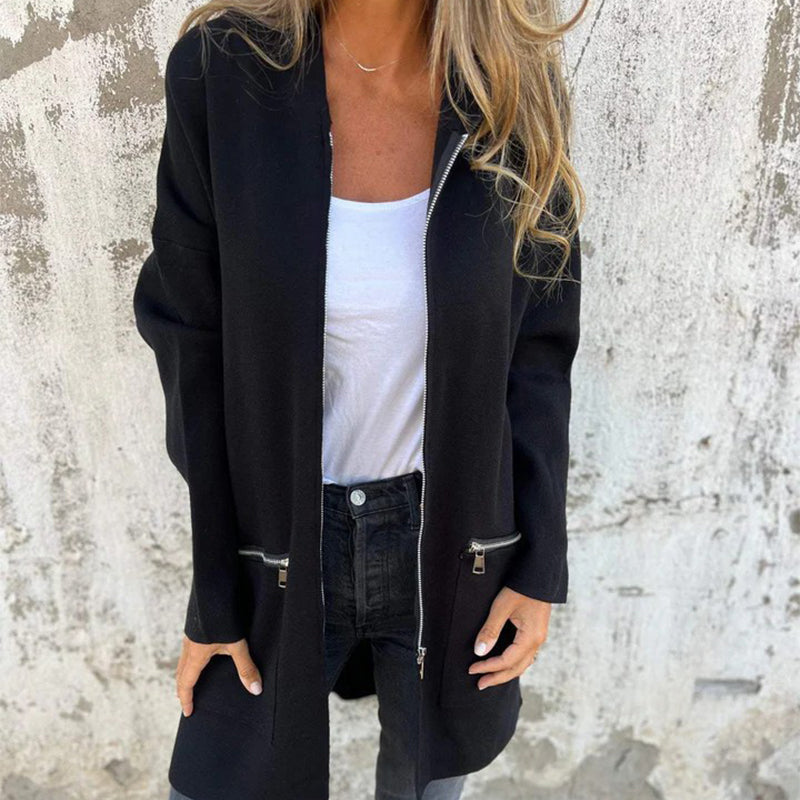 🍂Saisonale Förderung super niedrigen Preis🍂Lässige, modische Langarm-Sweatshirtjacke mit Reißverschluss und Kapuze