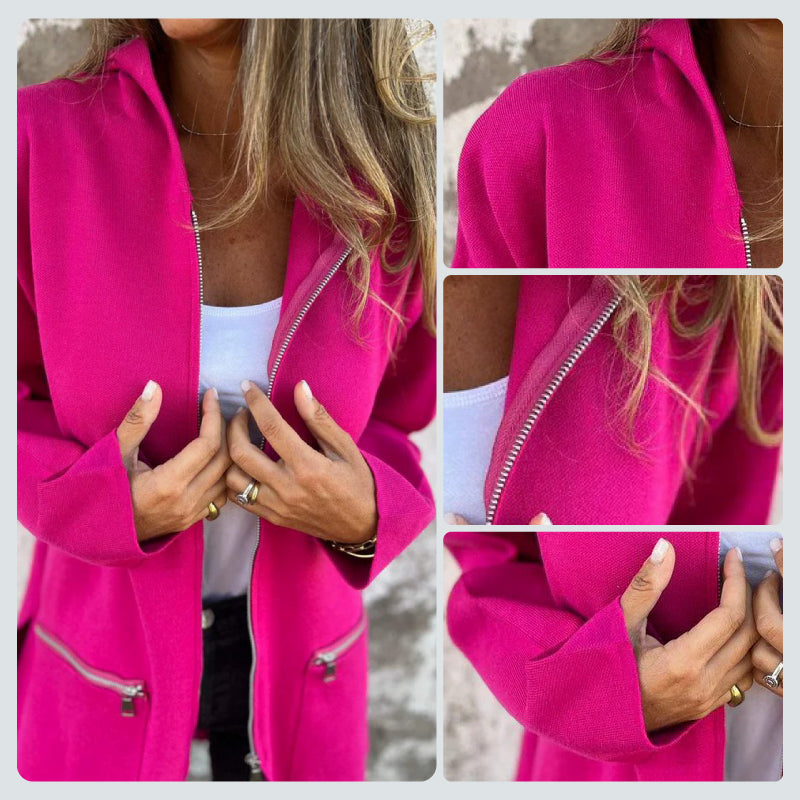 🍂Saisonale Förderung super niedrigen Preis🍂Lässige, modische Langarm-Sweatshirtjacke mit Reißverschluss und Kapuze