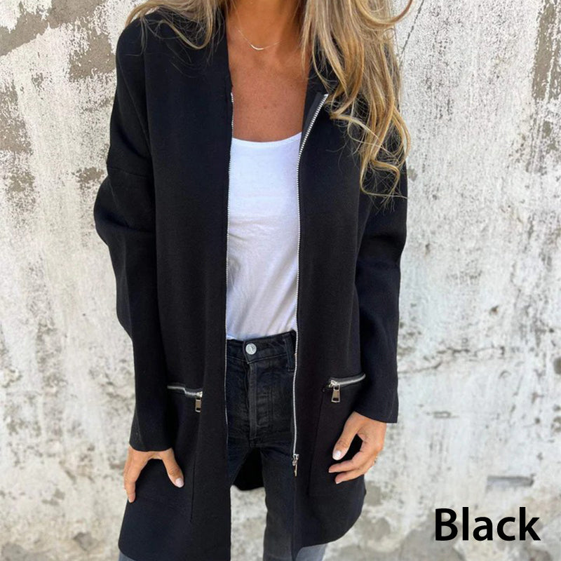 🍂Saisonale Förderung super niedrigen Preis🍂Lässige, modische Langarm-Sweatshirtjacke mit Reißverschluss und Kapuze
