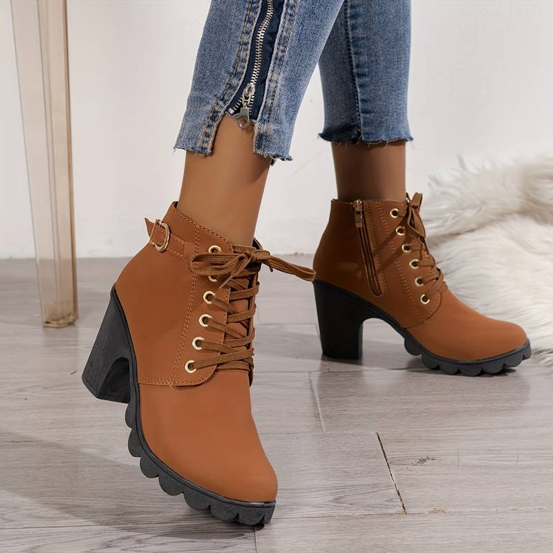 Omodo Stiefel | Bequeme Damen-Stiefeletten mit hohem Absatz