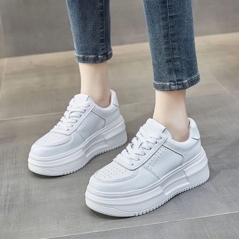 Zephanie - Ganz Weiße Freizeit-Sneakers - Plateau-Stil