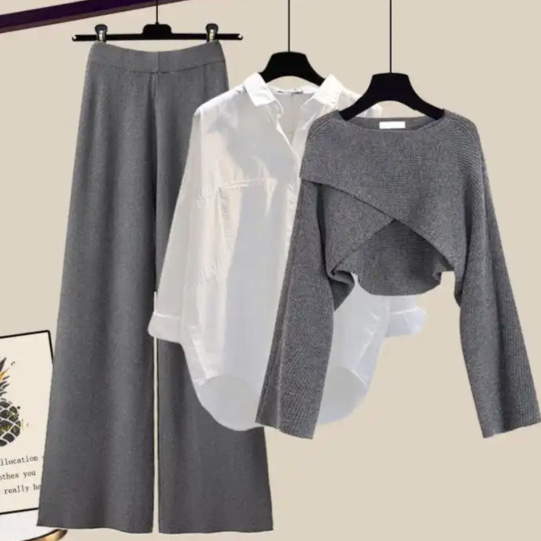 Lorena - Praktisches 3er-Set für Babys mit Langarm-Oberteil, Hose & Mütze