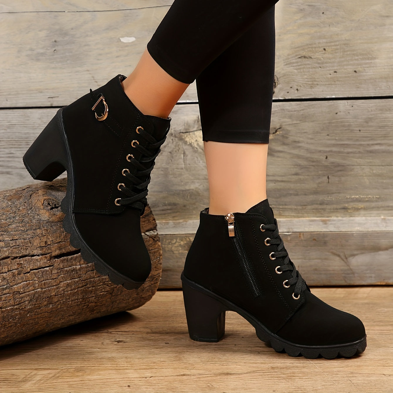 Omodo Stiefel | Bequeme Damen-Stiefeletten mit hohem Absatz