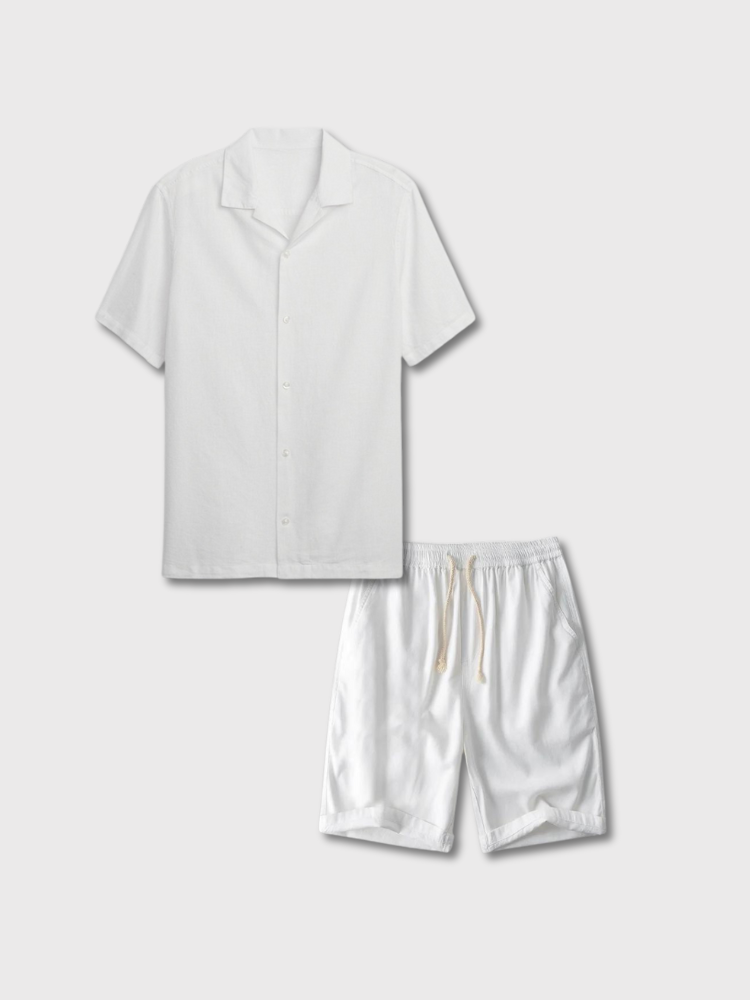 Lässiges Sommer-Set – Kurzarm-Hemd mit passenden Shorts | Bequemes Herren-Outfit