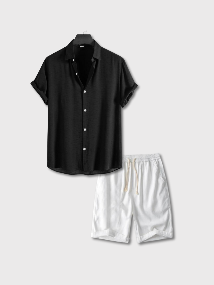 Lässiges Sommer-Set – Kurzarm-Hemd mit passenden Shorts | Bequemes Herren-Outfit