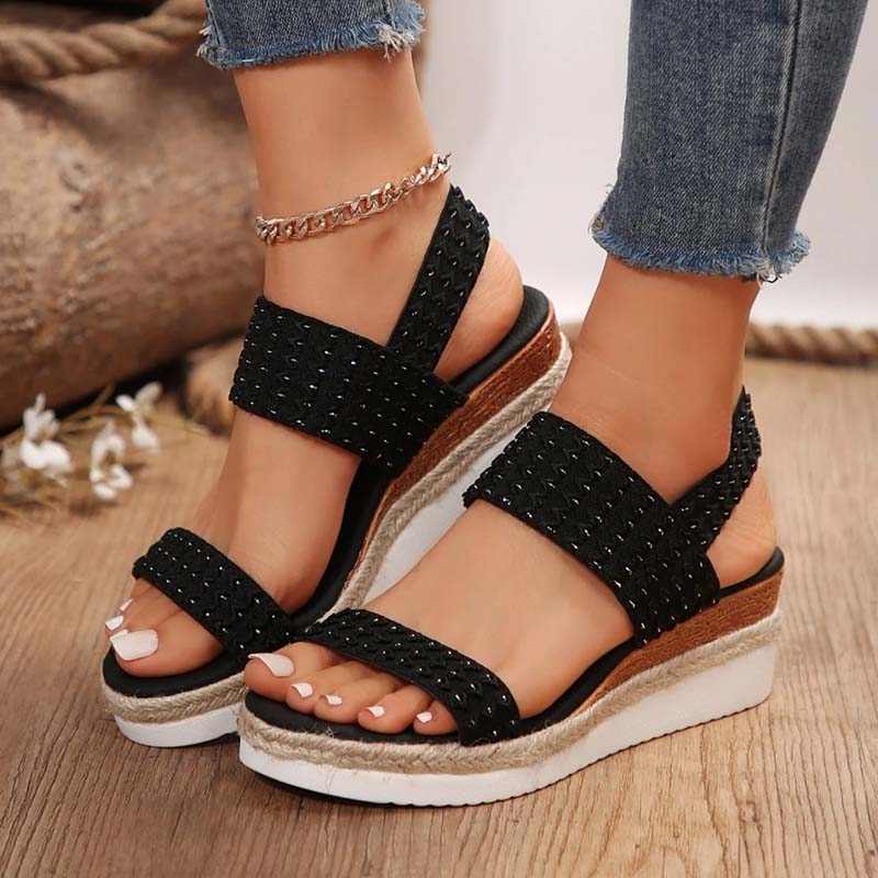 Tamaria sandaletten | Bequeme Sommer Plateau Sandalen mit Keil für Frauen