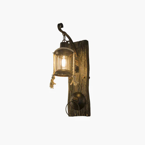 WoodlandFlame | Antike Holz-Wandleuchte