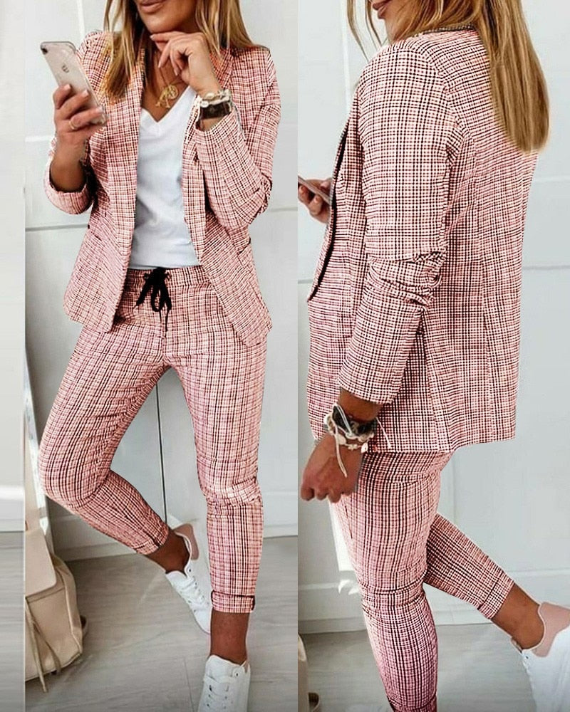EnsembleEssentials - 2-teiliges Outfit: Blazer und schmale Hose