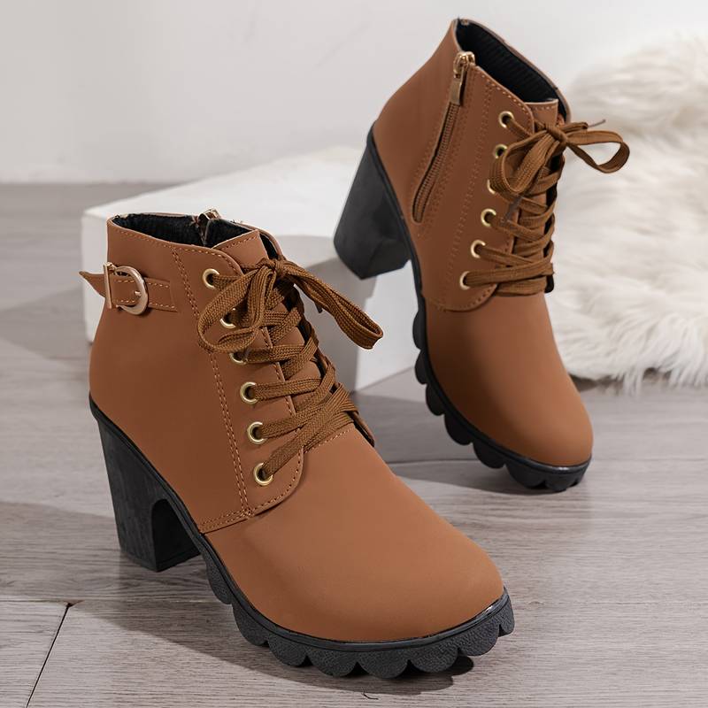 Omodo Stiefel | Bequeme Damen-Stiefeletten mit hohem Absatz