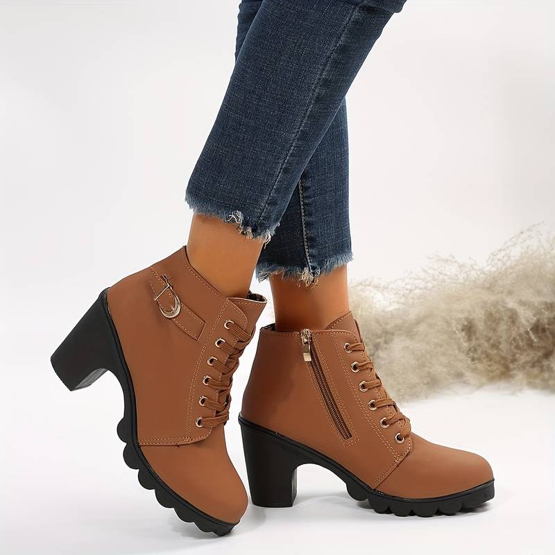 Omodo Stiefel | Bequeme Damen-Stiefeletten mit hohem Absatz