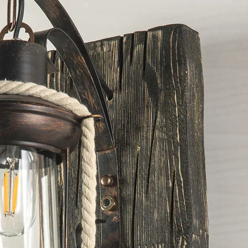 WoodlandFlame | Antike Holz-Wandleuchte
