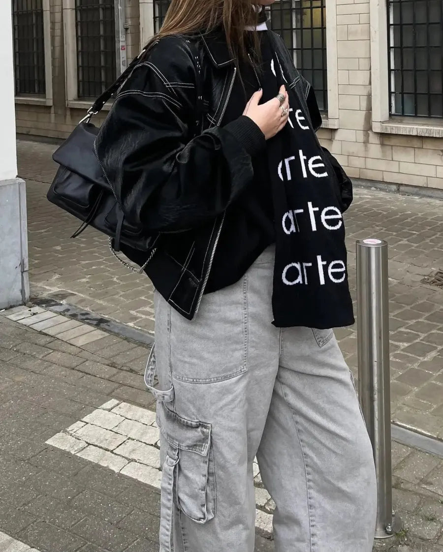 Rhea - Vielseitige Lederjacke im angesagten Oversized-Stil