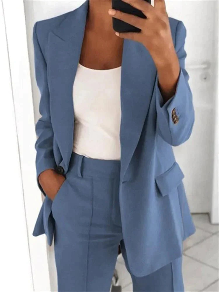 Damen Anzug Set mit Blazer – Elegantes Zweiteiler Outfit mit Blazer und Hose – Perfekt fürs Büro