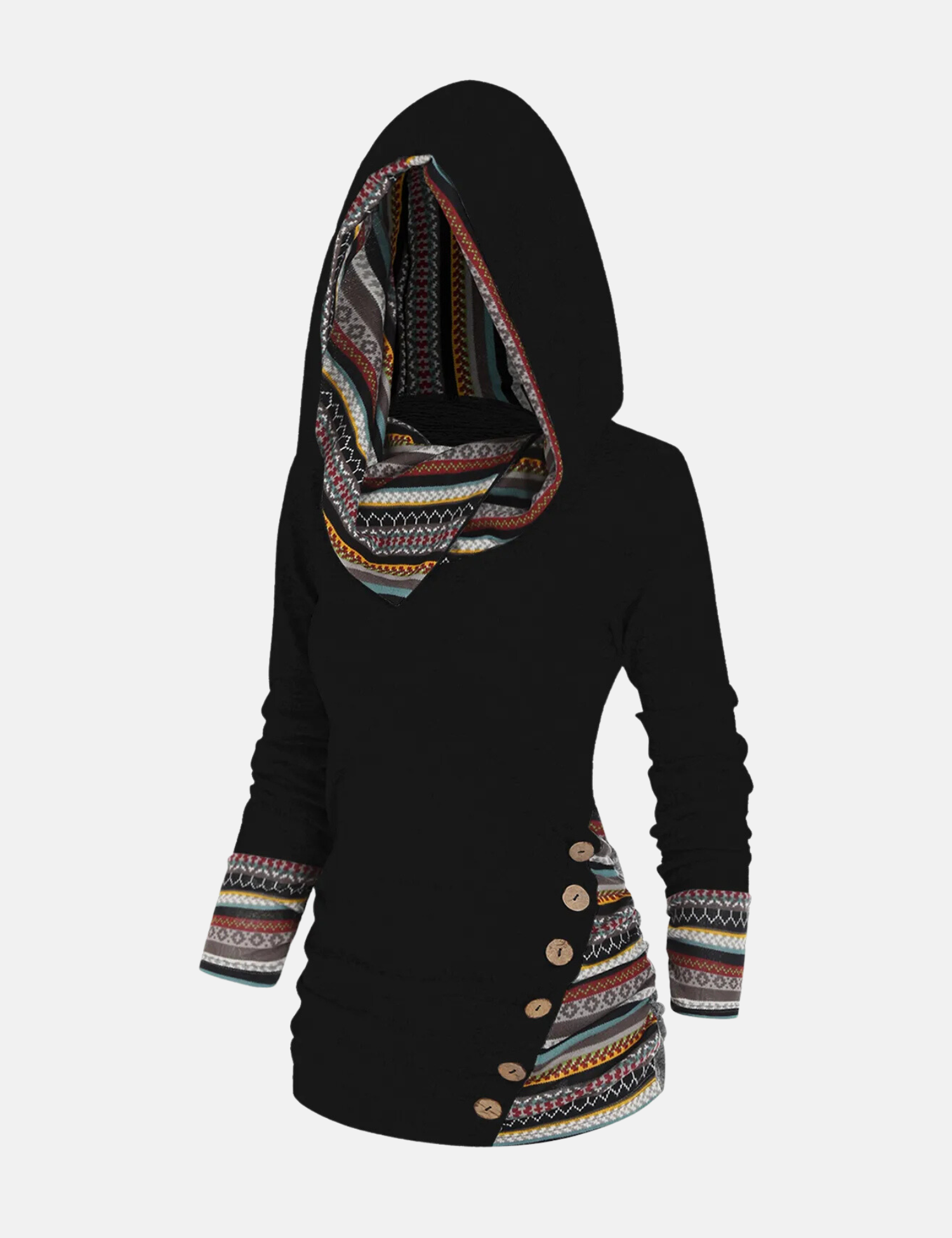 Nordic Hoodie | Langes Gestricktes Weste im Skandinavischen Design für Damen