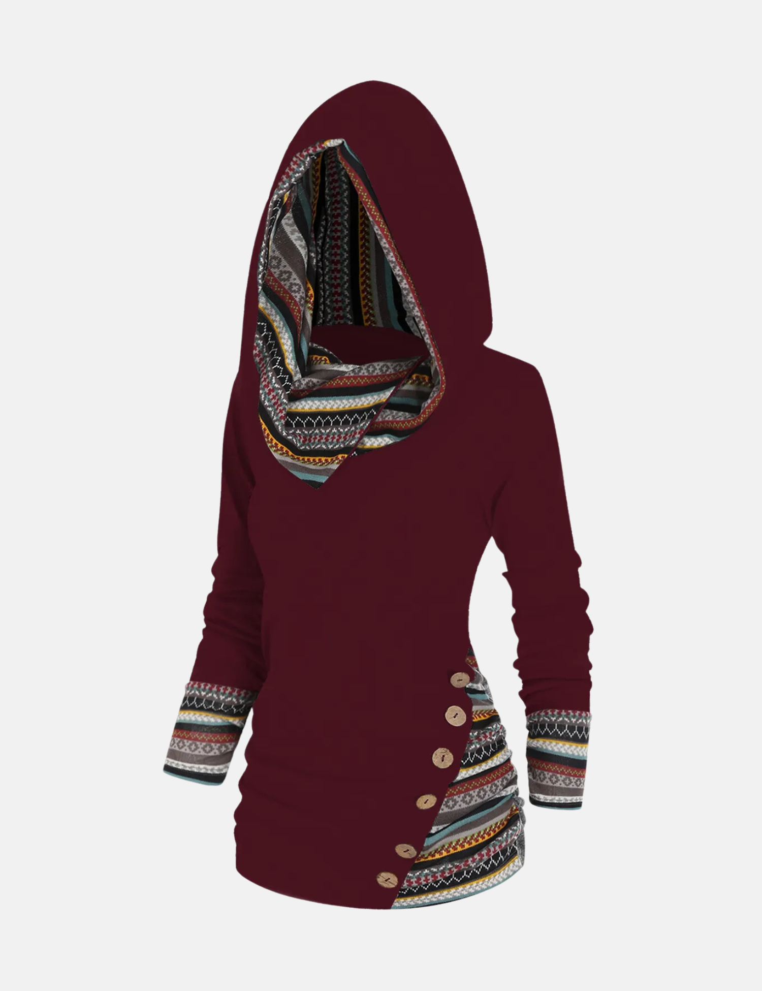 Nordic Hoodie | Langes Gestricktes Weste im Skandinavischen Design für Damen