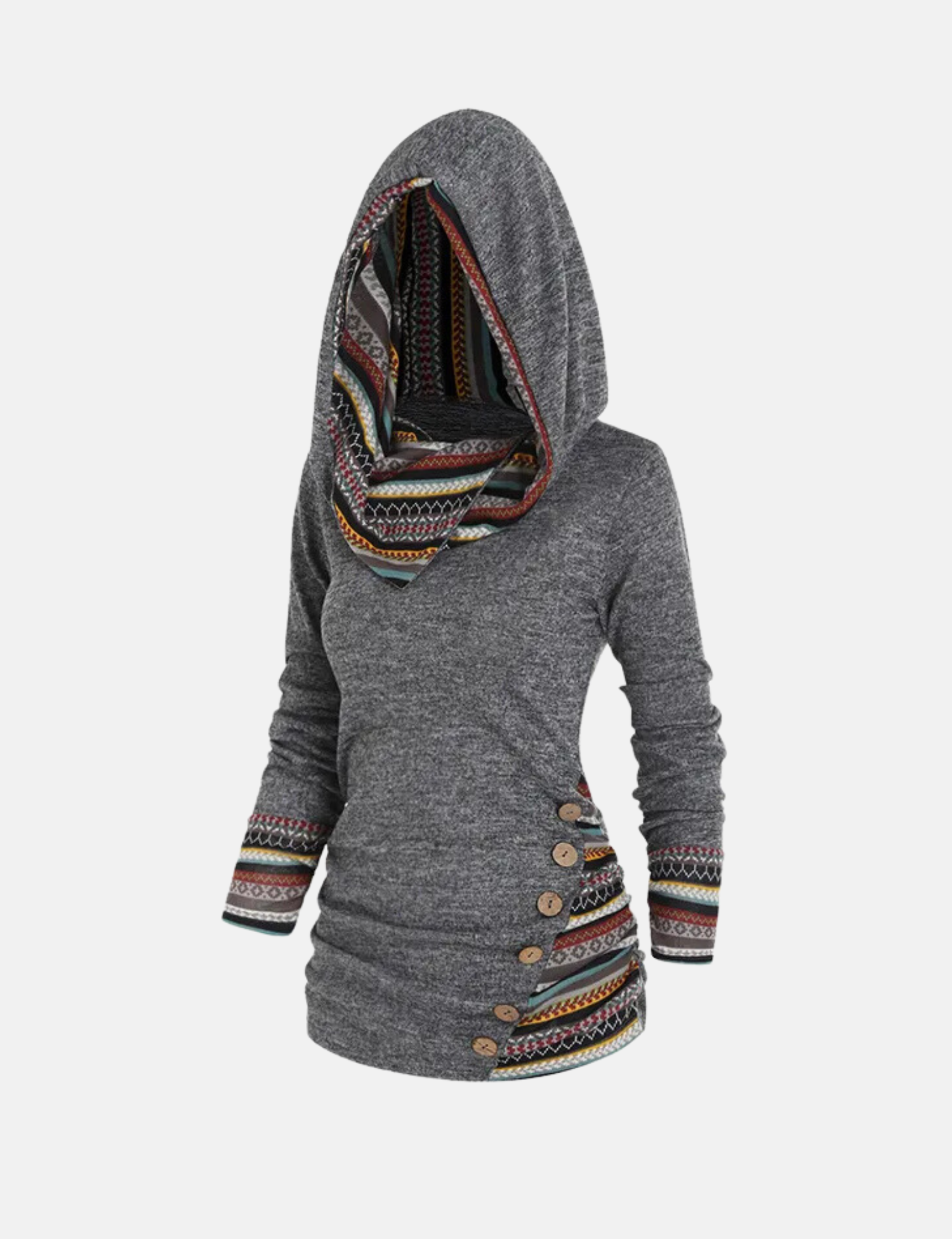 Nordic Hoodie | Langes Gestricktes Weste im Skandinavischen Design für Damen