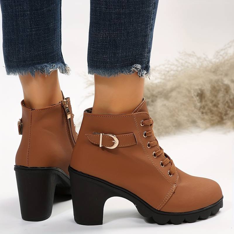 Omodo Stiefel | Bequeme Damen-Stiefeletten mit hohem Absatz