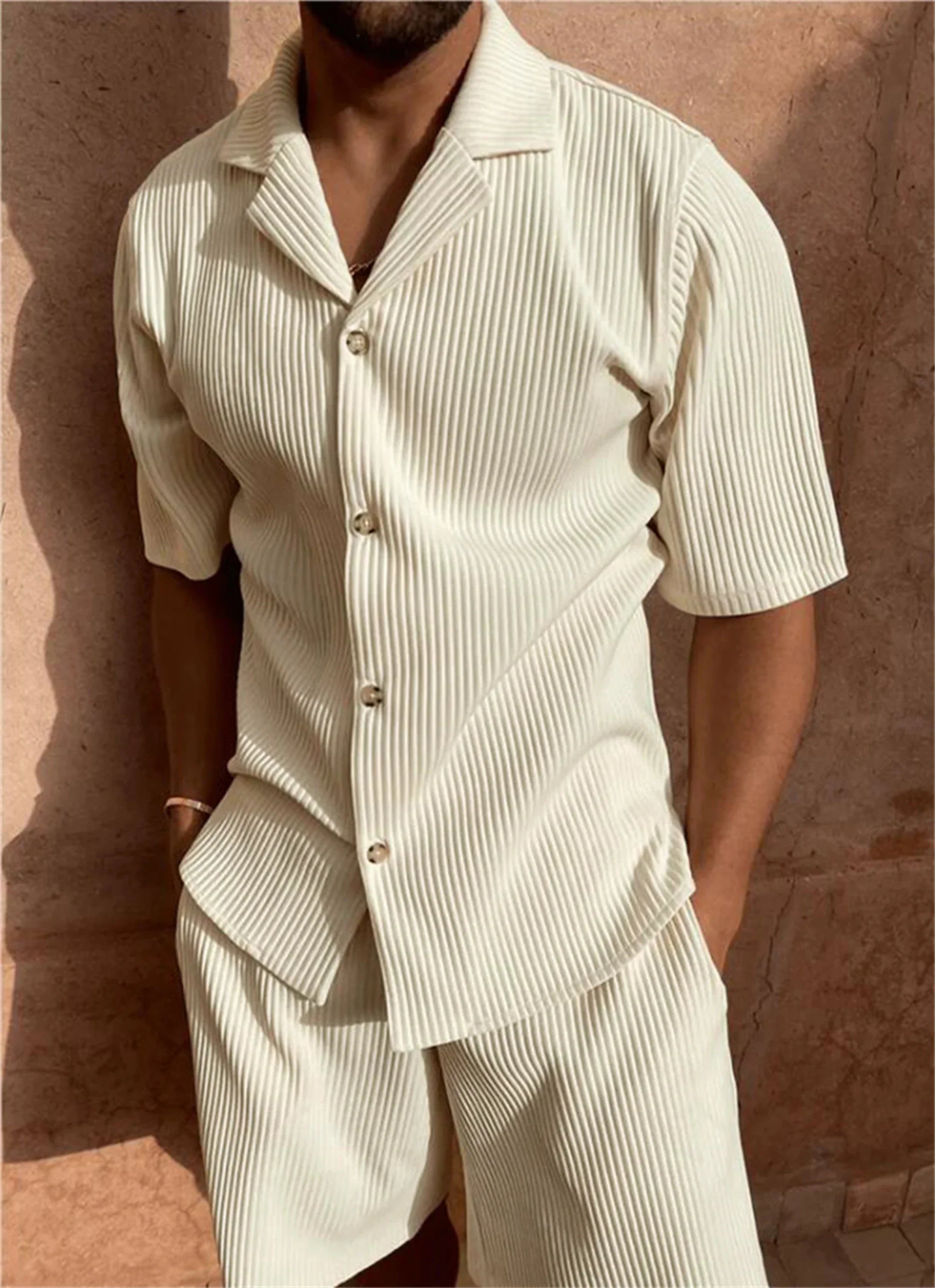 Bertil- Kurzarmhemd und Shorts aus Stretch-Material