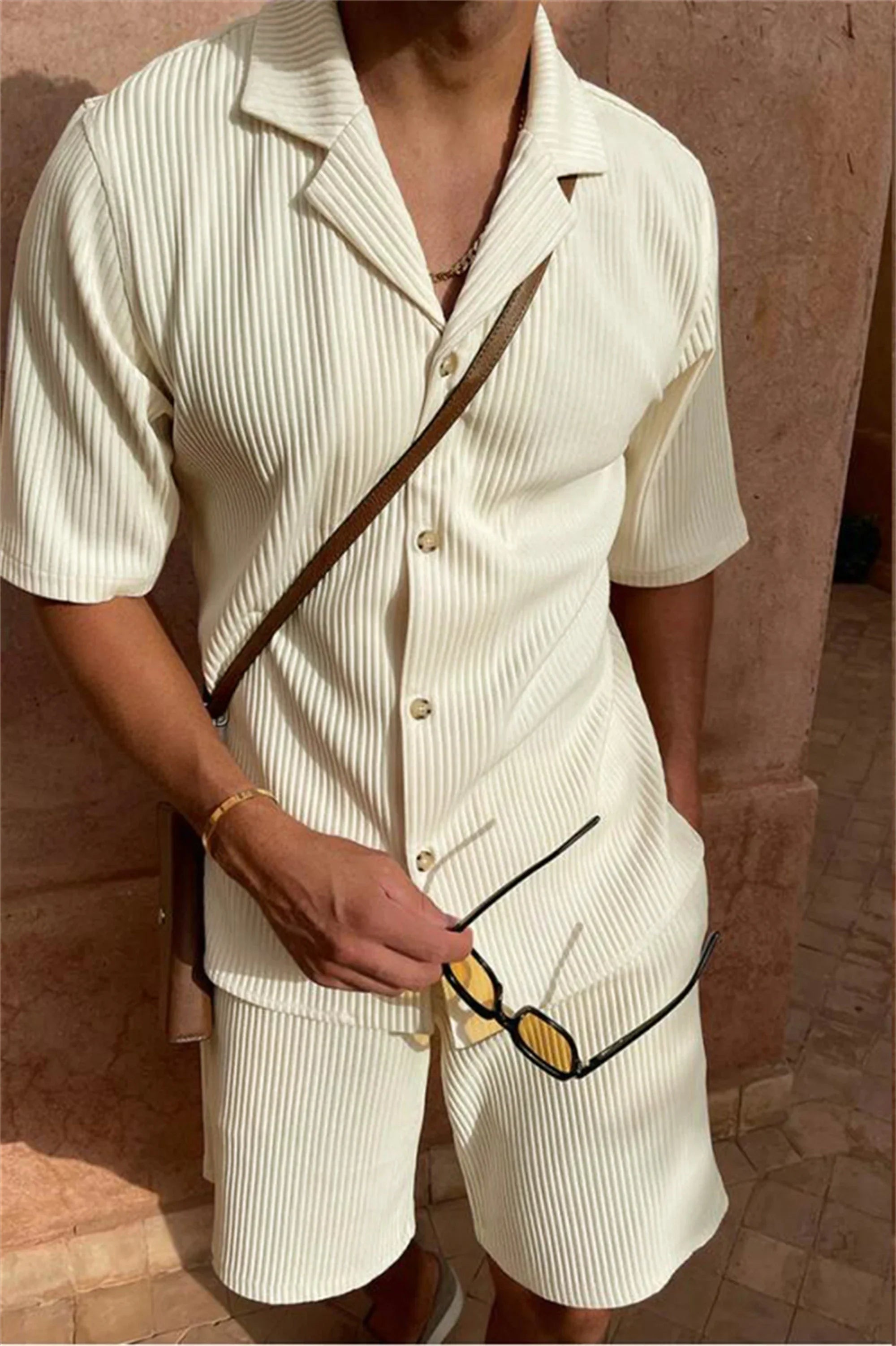 Bertil- Kurzarmhemd und Shorts aus Stretch-Material