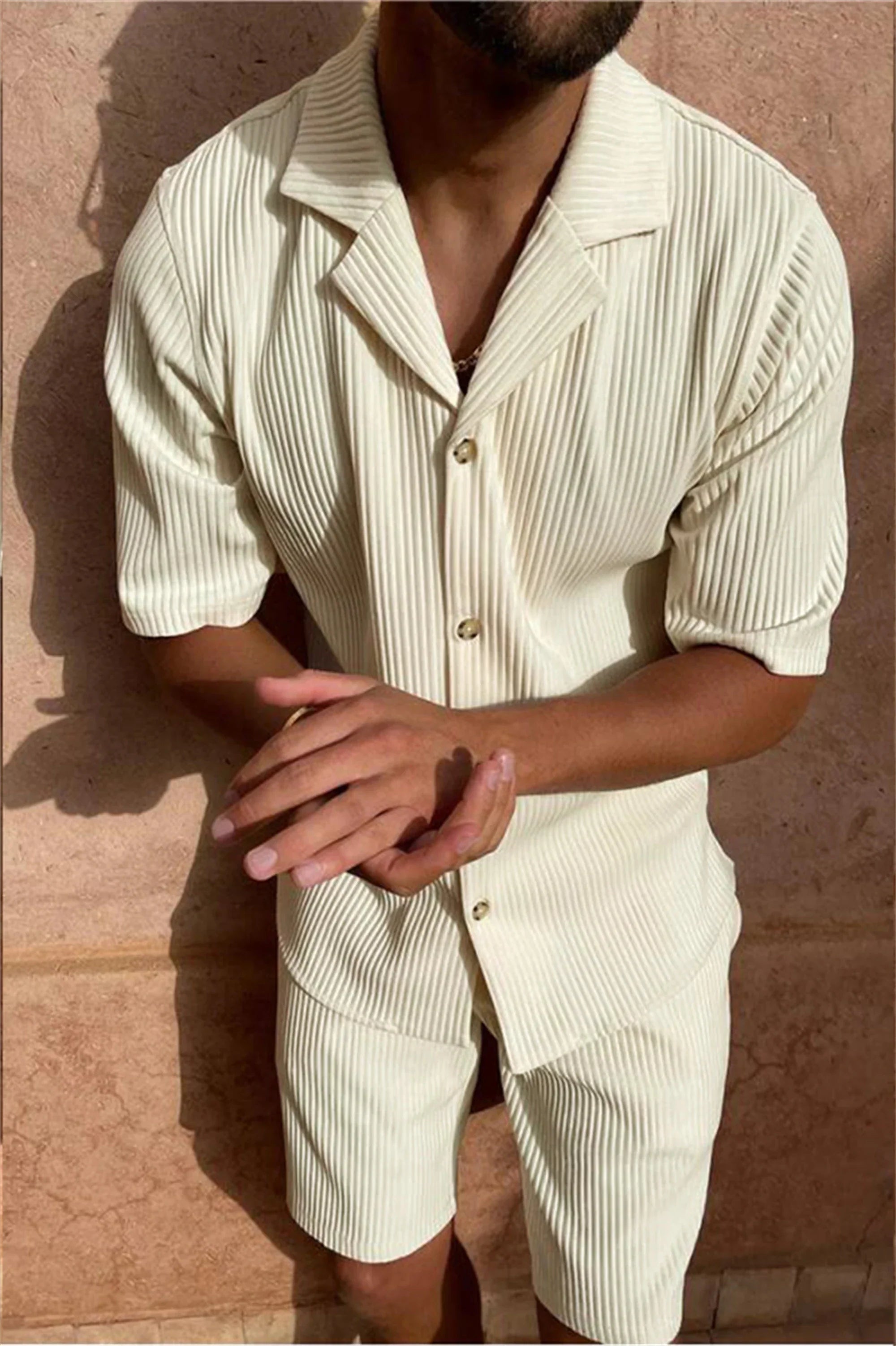 Bertil- Kurzarmhemd und Shorts aus Stretch-Material