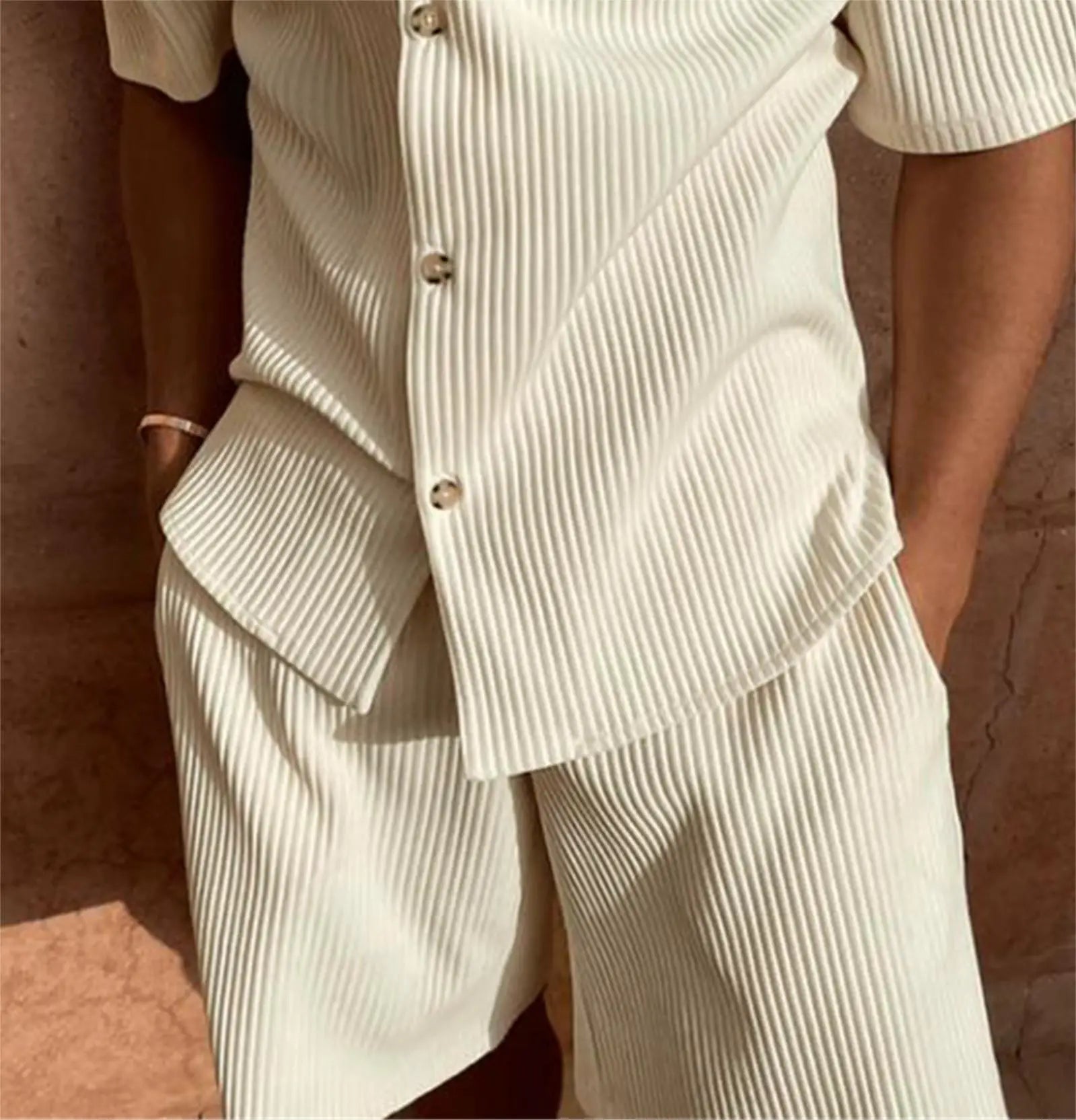 Bertil- Kurzarmhemd und Shorts aus Stretch-Material