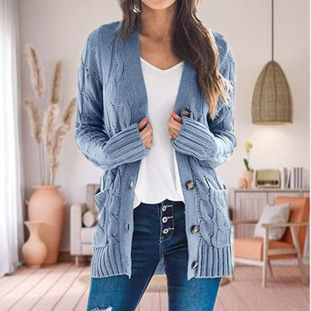 Sterlin | Damen Zopfmuster Gestrickt Strickjacke | Lange