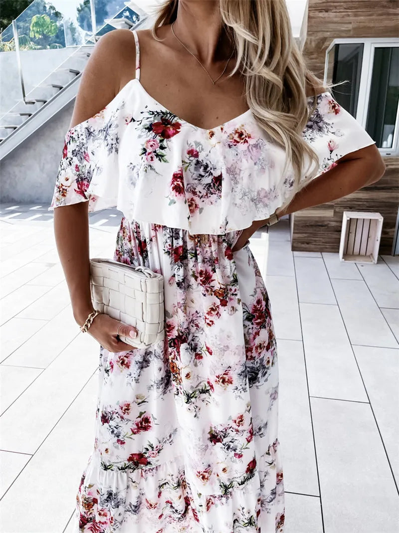 Ute - Maxi-Kleid - Blumen Off-Shoulder