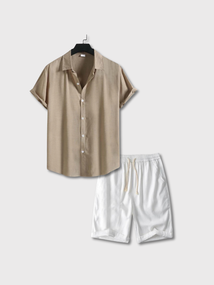 Lässiges Sommer-Set – Kurzarm-Hemd mit passenden Shorts | Bequemes Herren-Outfit