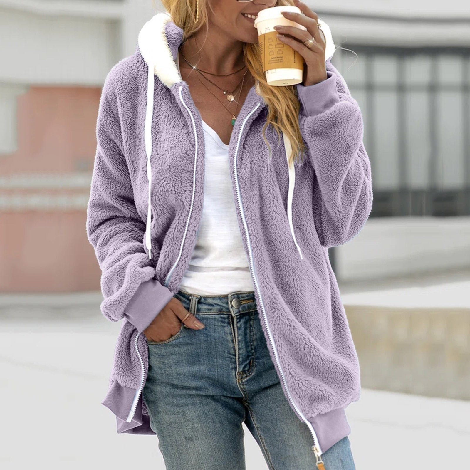 Zalana Fleece cardigan | Hautfreundliche Kapuzenjacke für Frauen