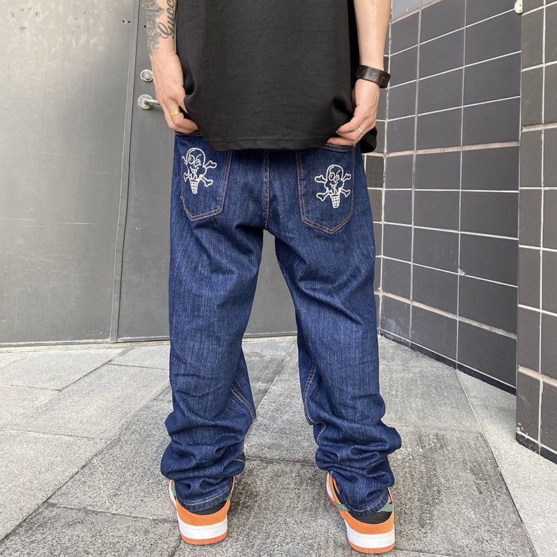 Y2K Streetwear Unisex-Jeans mit grafischem Print - bequeme Slim-Fit-Denim-Hose im urbanen Stil