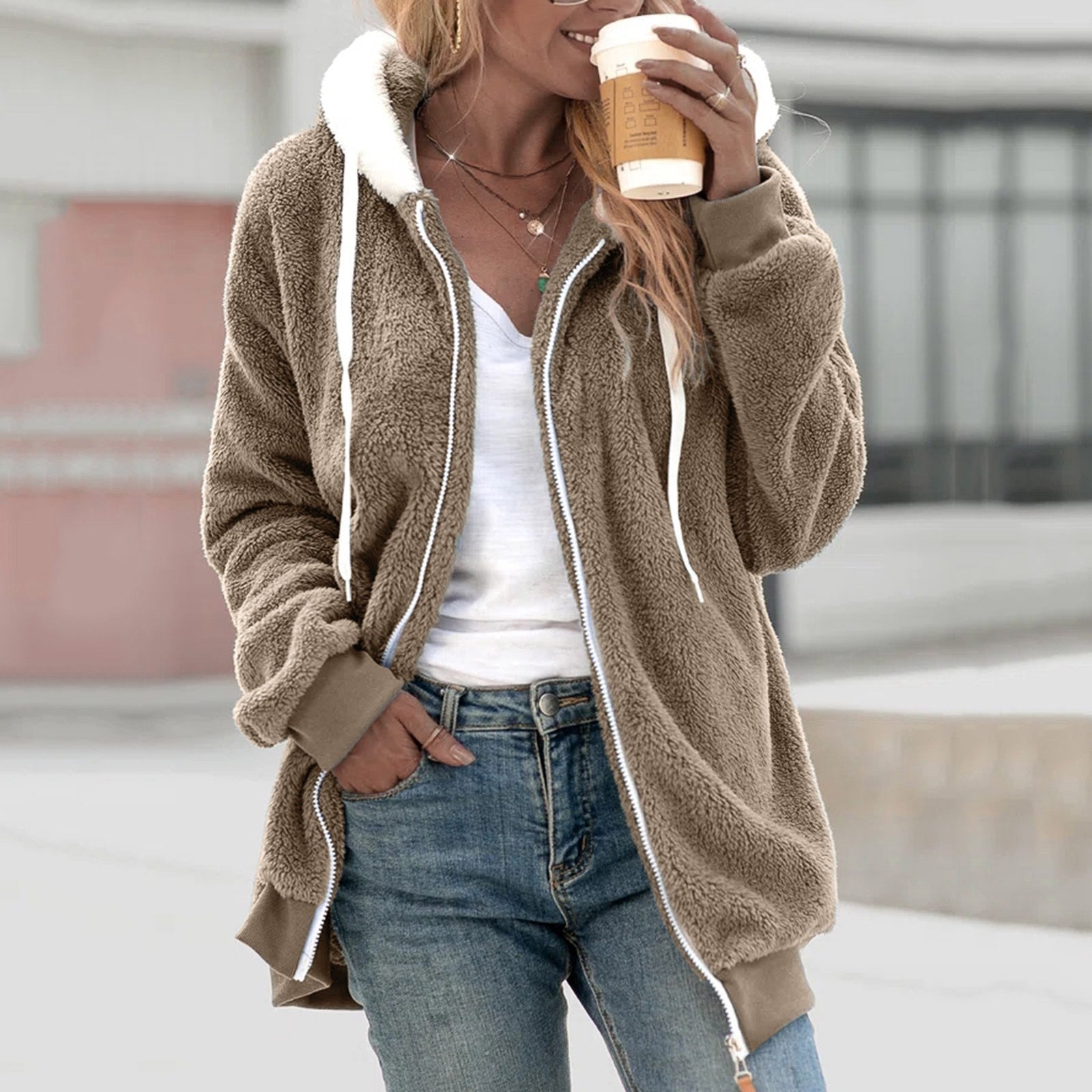 Zalana Fleece cardigan | Hautfreundliche Kapuzenjacke für Frauen