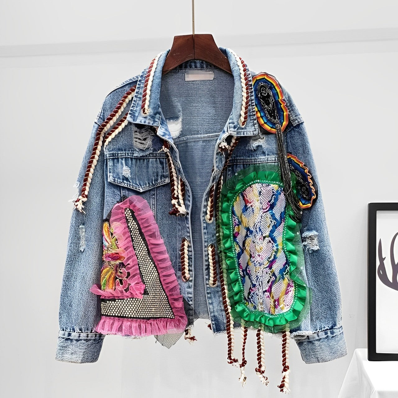 Permelia - Streetwear-Jeansjacke mit modischen Quasten