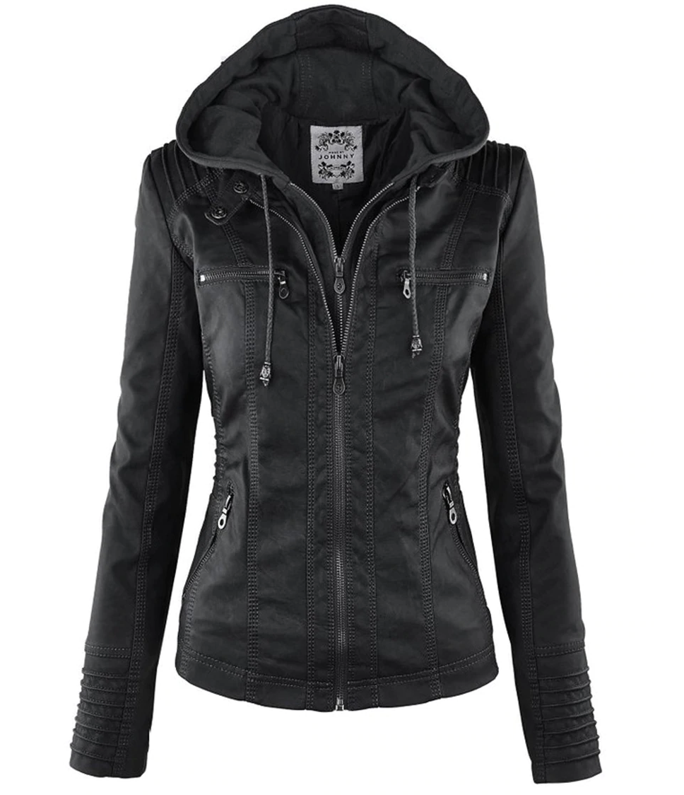 Undine - Stylische Lederjacke Damen mit Kapuze