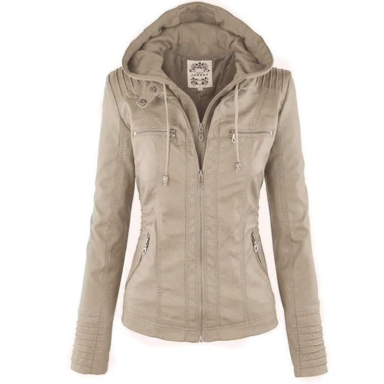 Undine - Stylische Lederjacke Damen mit Kapuze