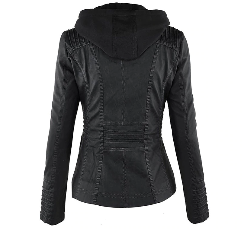 Undine - Stylische Lederjacke Damen mit Kapuze