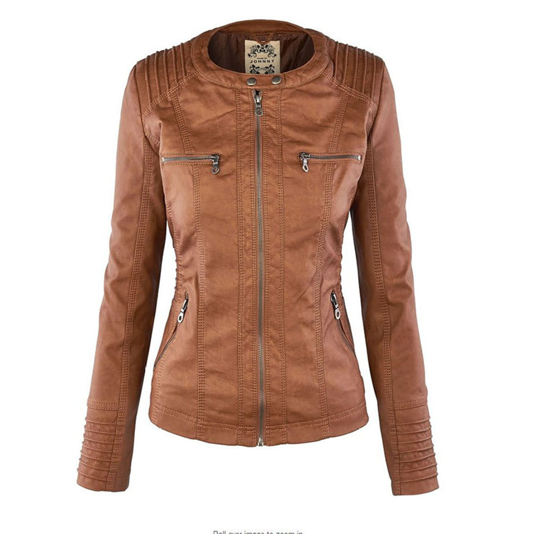 Kylie Jacke | Premium Faux-Leder-Bikerjacke mit Abnehmbarer Kapuze