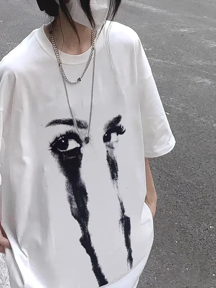 Übergroßes T-Shirt mit Augen-Print | Y2K Streetwear Unisex Shirt