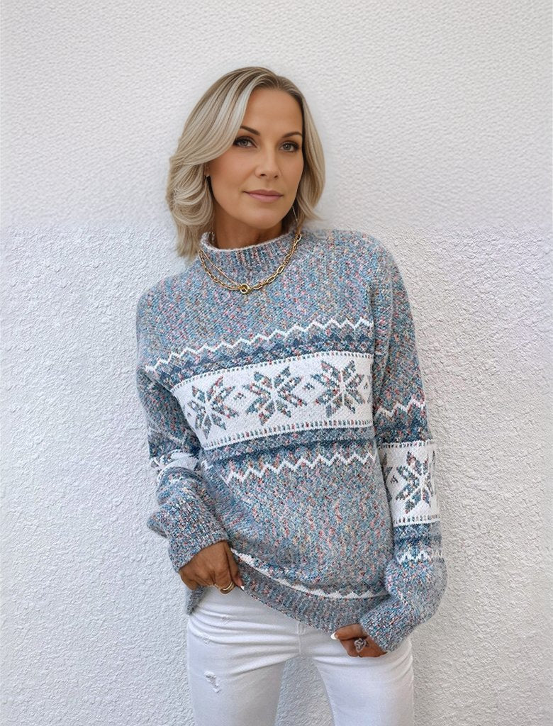 Luna Winter Pullover | Trendiger Warmer Pullover für den Winter mit Schneemuster