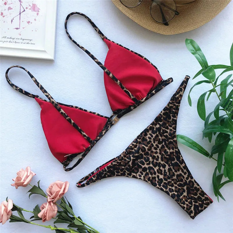 Silje - Bikini-Set - Leopard gepolsterter BH