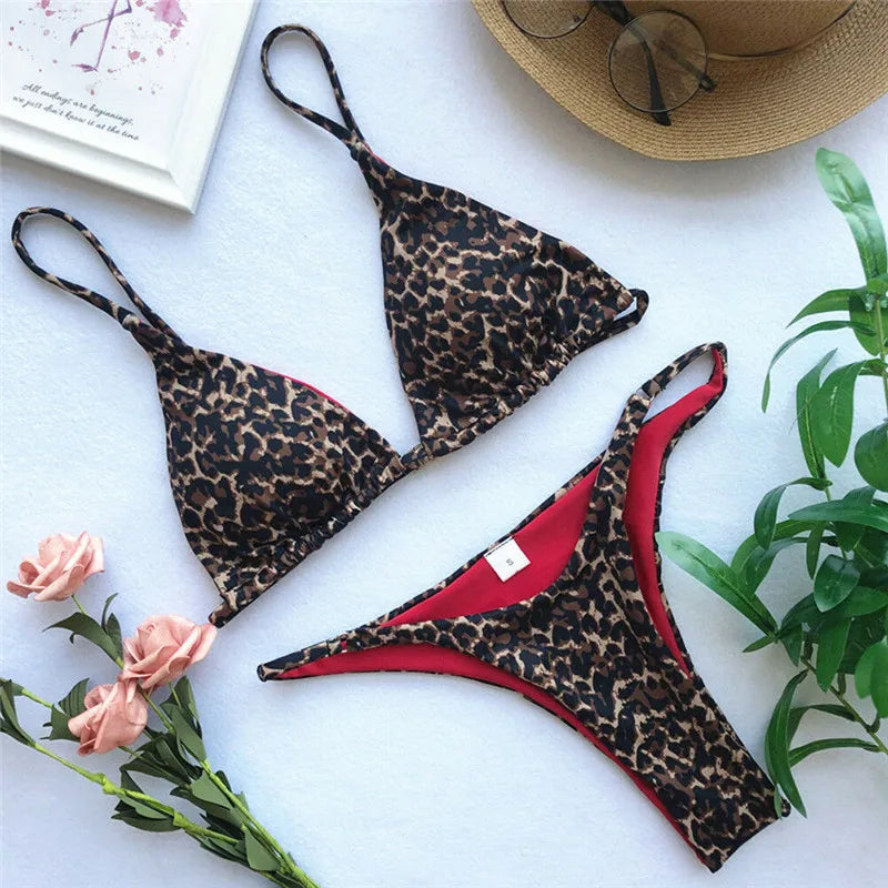 Silje - Bikini-Set - Leopard gepolsterter BH