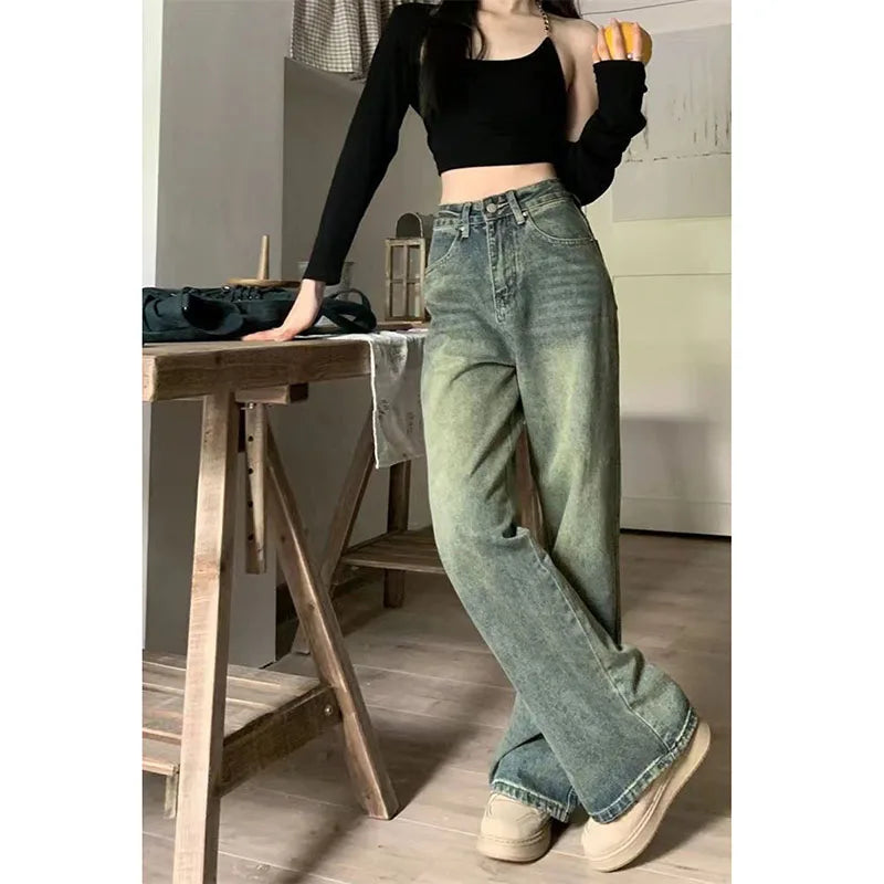 Silvia Denim Hosen | Lässige, weite Vintage-High-Waist-Jeans mit weiten Beinen für Damen