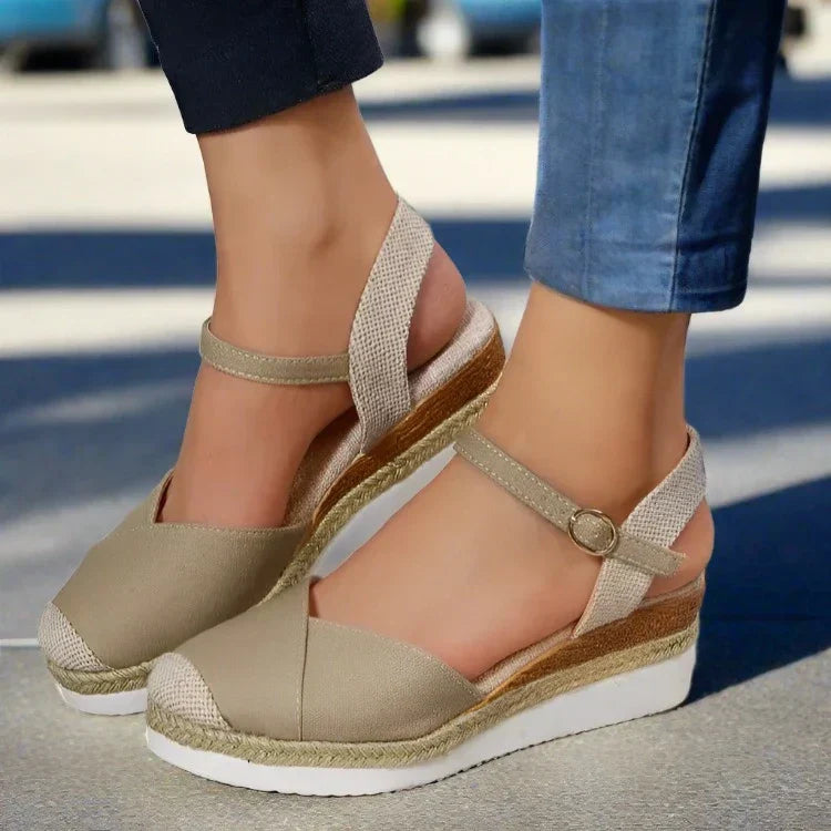 La Mer Espadrilles Plateau | Stilvolle, bequeme Keilabsätze für Damen mit Schnalle