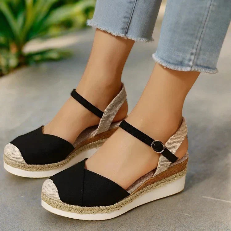 La Mer Espadrilles Plateau | Stilvolle, bequeme Keilabsätze für Damen mit Schnalle