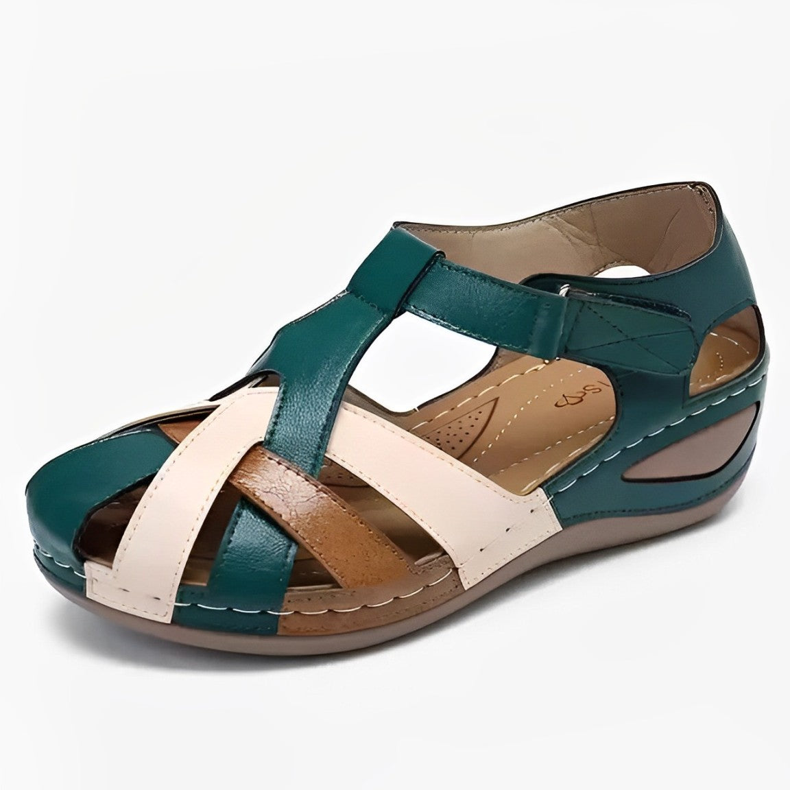 Stella - Elegante Flachsandalen mit runder Spitze und Keilabsatz