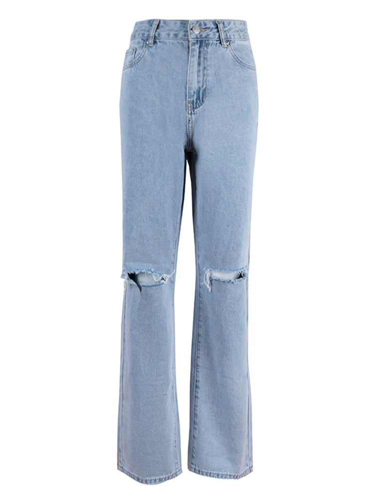 Radka - Trendige Baggy Jeans mit hohem Bund | Blau