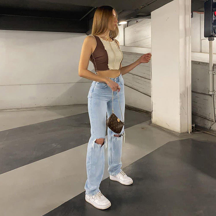 Radka - Trendige Baggy Jeans mit hohem Bund | Blau